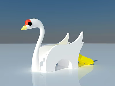 Swan Shaped Children's Play Equipment with White Body Red Eyes and Yellow Slide 3d model