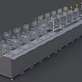 Industrial Equipment Automated Production Line With Mechanical Arms Control Panels And Indicator Lights
