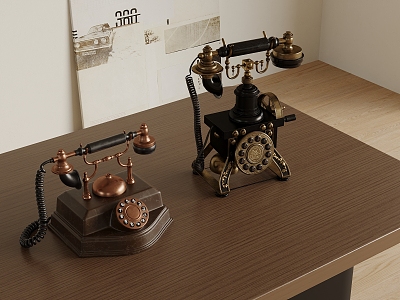 French Retro Telephone Dial Telephone 3d model