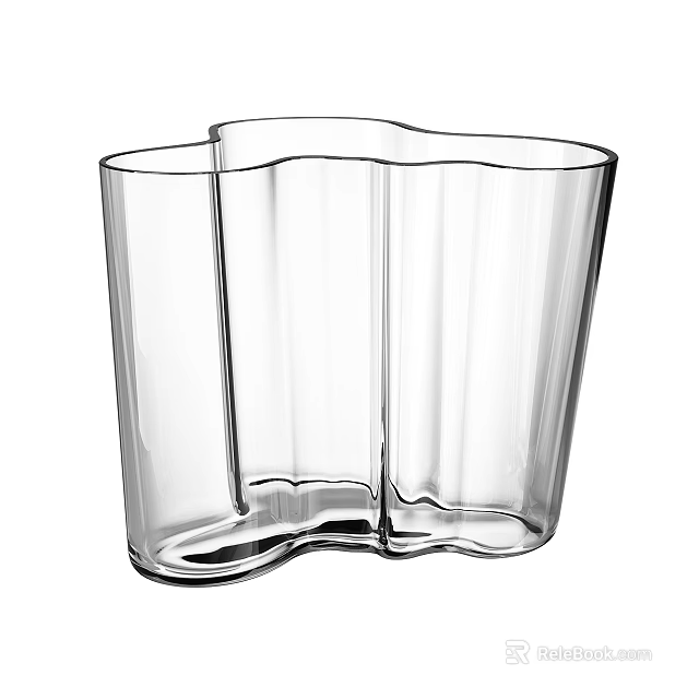 Transparent Glass Decorative Ornament Set For Modern Home With Unique Vase Shape 3d model 