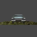 Light Blue Vintage Classic Car With White Roof Streamlined Design And Chrome Accents