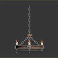 Vintage Metal Chain Chandelier With Candle Style Lights And Round Design