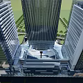 Tall Modern Office Building With Glass Curtain Walls Central Plaza And Greenery