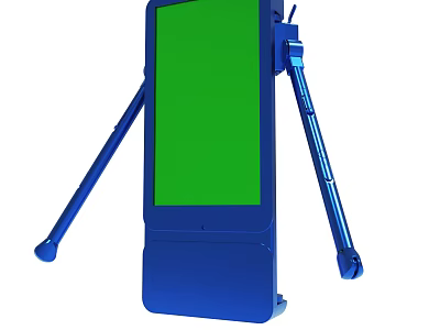 Modern Blue Device With Green Screen And Stable Metal Stand 3d model