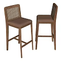 Bar Chair Bar Stool Backrest Bar Chair Rattan Bar Chair Log Bar Chair 3d model