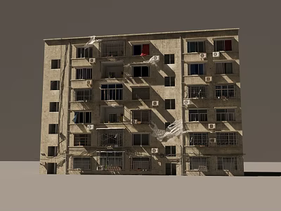 Multi Storey Residential Building Featuring Light Colored Exterior Balconies Air Conditioning Units And Windows 3d model