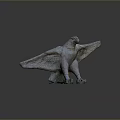Stone Eagle Sculpture With Spread Wings Standing Posture Detailed Texture On Neutral Background 3d model