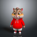 Cute Cartoon Hamster Character Wearing Red Hoodie And White Shorts Against Gray Background