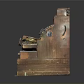 Vintage Wooden Cash Register With Mechanical Keyboard And Display Window