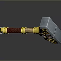 Silver Metal Head Hammer With Red Yellow Wrapped Handle And Geometric Patterns