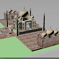 Taj Mahal Architecture with White Domes Minarets and Marble Flooring