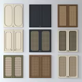 Various Modern Wardrobe Doors with Panel and Mesh Designs in Neutral and Bold Tones