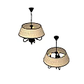Elegant Classical Style Chandeliers With Beige Pleated Shades And Black Metal Frames