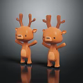 Two Orange Standing Deer Figurine Decorative Home Furniture With Adorable Design