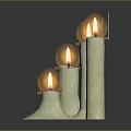 Elegant Lit Candles of Various Heights on Black Surface with Reflections