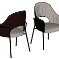 Modern Dining Chairs With Brown And White Velvet Upholstery Armrests And Metal Legs