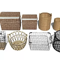 Versatile Storage Baskets with Wicker and Metal Designs Various Sizes for Home Organization