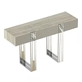 Modern Console Table Design With Metallic Columns And Textured Surface 3d model