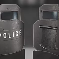 Black Police Shield With POLICE Lettering Transparent Window And Grip Handle