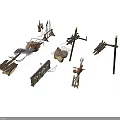 Ancient Traditional Weapons Collection With Spears Arrows Traps And Wooden Frames
