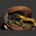 Delicious Hamburger With Crispy Bacon Melted Cheese Fresh Lettuce And Juicy Patty