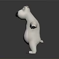 Cartoon Polar Bear Game Movie Character Standing With Arms Outstretched White Body Black Nose Paws