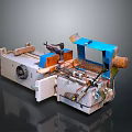 Industrial Processing Machine with Blue Cover White Body Conveyor Belt and Metal Frame
