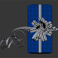 Blue Decorative Gift Box With White Ribbon Bow For Festive Gifting