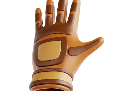 Brown Work Glove With Yellow Square Accent And Stripe Design Details 3d model