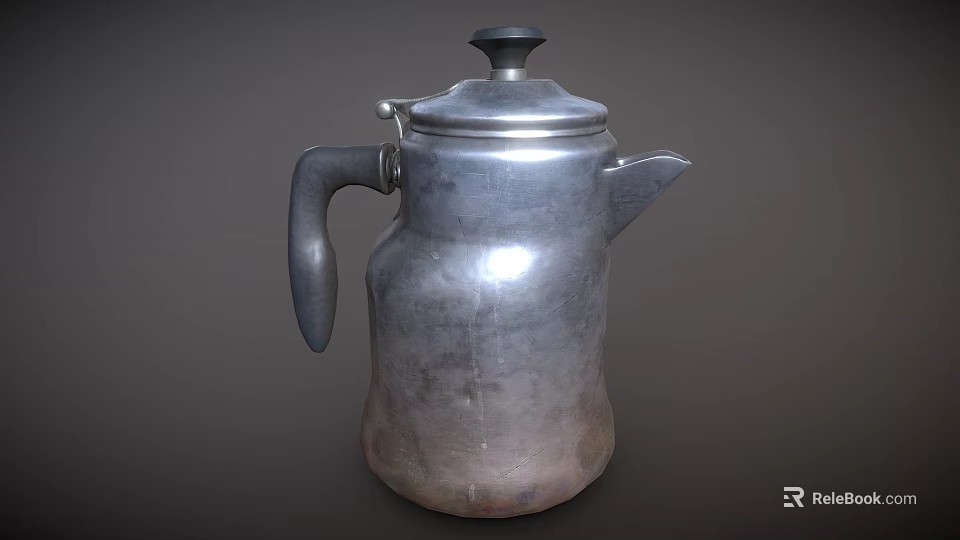 Vintage Metal Kettle Design With Handle Spout And Lid For Home Use 3d model 