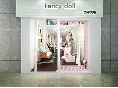 Stylish Nail And Eyelash Salon Store In Shopping Mall With Modern Interior 3d model