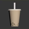 Delicious Brown Bubble Tea Cup With White Straw And Chewy Pearls
