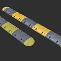 Gray And Yellow Striped Speed Bumps With Perforated Design For Road Safety