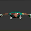 A Man in Green Soccer Jersey Red Details White Shorts Goalkeeper Gloves Arms Outstretched