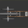 Ancient Cannon Weapon With Metal Barrel Wooden Carriage And Spoked Wheels