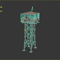 Industrial Metal Frame Tower Structure With Top Platform And Mesh Enclosure 3d model