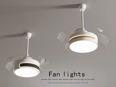 Modern Ceiling Fan Lights With White Frame Bright LED And Transparent Blades 3d model