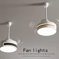 Modern Ceiling Fan Lights With White Frame Bright LED And Transparent Blades
