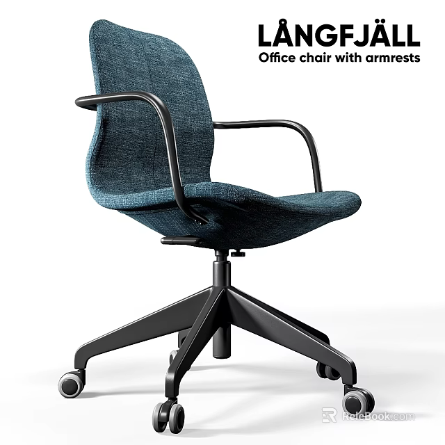 Modern Office Desk and Chair Set With Armrests And Rolling Base 3d model 