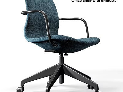 Modern Office Desk and Chair Set With Armrests And Rolling Base 3d model