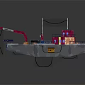 3D Style Ship With Crane And Colorful Structures