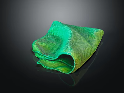 Green and Yellow Gradient Towel with Shiny Texture on Black Background 3d model