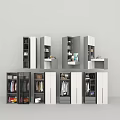Modern Wardrobe Designs with White Grey Storage and Open Closed Compartments 3d model