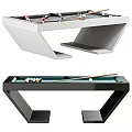 Modern Billiard Table Sports Equipment With Colored Balls And Cues On Black And White Frames