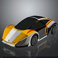 Futuristic Concept Car With Streamlined Yellow White Body And Transparent Roof Design