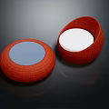 Modern Red Round Woven Stools With White Cushion And Circular Design 3d model
