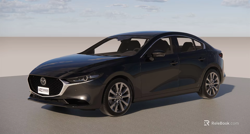 Black Mazda Sedan With Sleek Design Modern Front Fascia And Alloy Wheels 3d model 