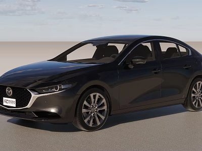 Black Mazda Sedan With Sleek Design Modern Front Fascia And Alloy Wheels 3d model
