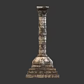 Classical Stone Column With Stepped Base And Ornate Carved Texture In Vintage Design