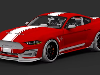Red Sports Car With White Racing Stripes And Sporty Exterior Design 3d model